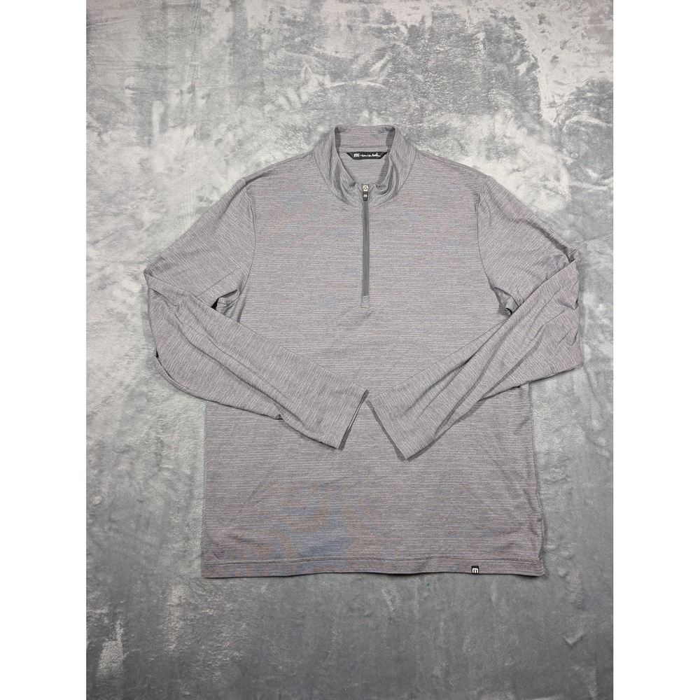 TravisMathew Pullover Mens Large Gray Quarter Zip Golf Long Sleeve Corning Logo